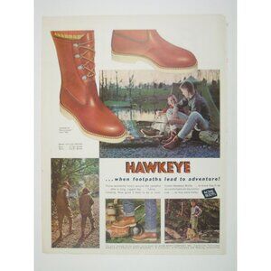 Hawkeye Shenandoah Vintage Print ADVERT Acme Boots Outdoor Adventure 1960s